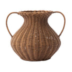Woven Rattan Vase with Handles – Decorative Flower Basket for Farmhouse, Rustic & Boho Home Decor-091617-cc