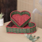 Heart-Shaped Woven Storage Basket Set – Decorative Tray for Jewelry, Gifts & Home Organization-091614-cc