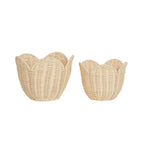 Flower Petal Woven Storage Basket, Decorative Wicker Organizer for Toys, Clothes, Books & Nursery Room-cc-091810