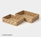 Set of 2 Woven Storage Baskets, Rectangular Organizer Trays for Bathroom, Vanity, Desk & Shelf-cc-091801