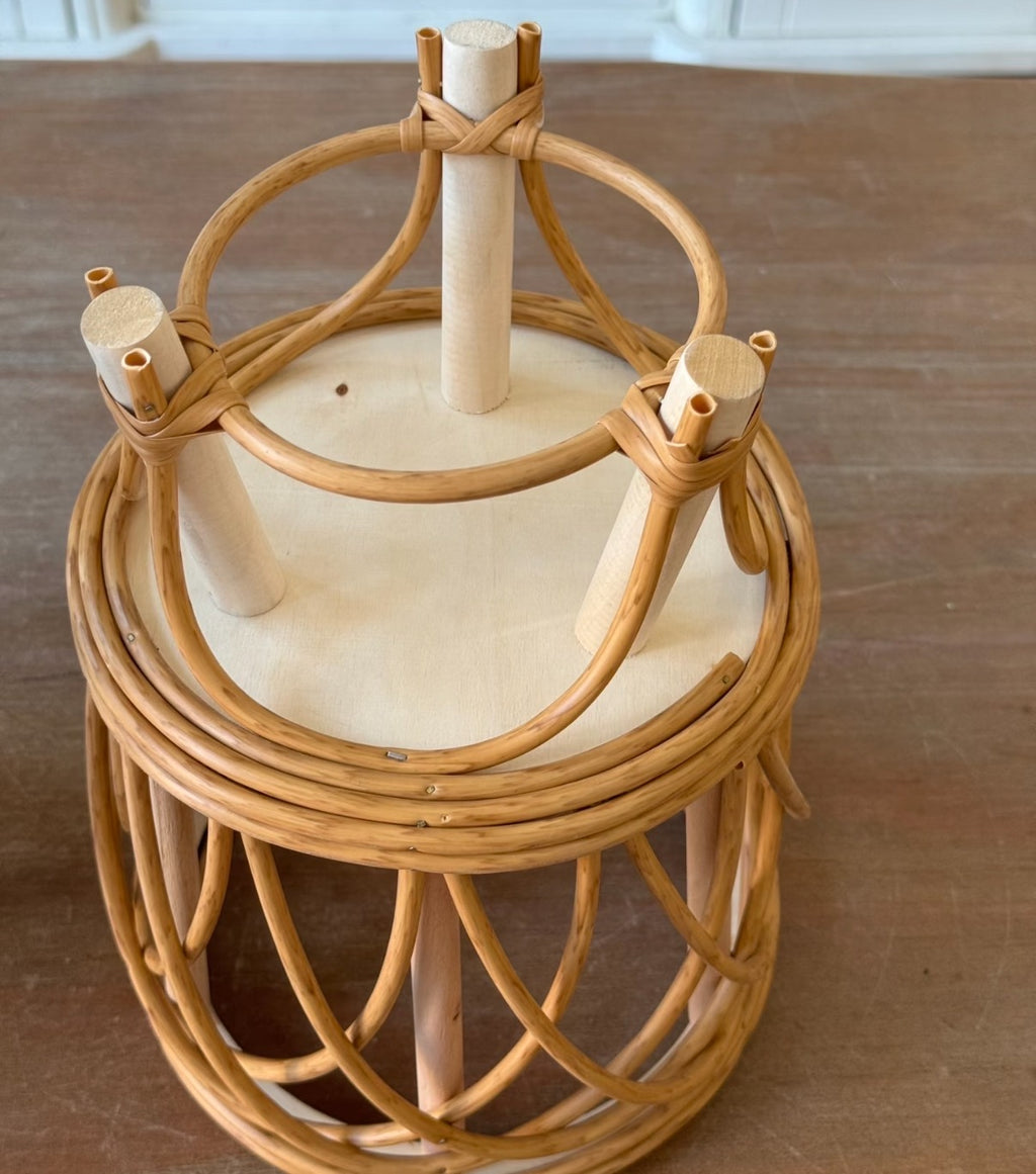 Woven Rattan Plant Stand – Decorative Indoor Planter Basket with Raised Base for Living Room & Home Decor-091622-cc