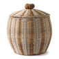 Large Woven Storage Basket with Lid – Two-Tone Decorative Laundry Hamper for Blankets, Toys & Home Organization-cc-092002