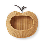 Apple Shaped Woven Storage Basket with Stem Handle, Handmade Wicker Organizer Basket for Books, Toys & Fruit, Cute Home Decor -ZENG-091704