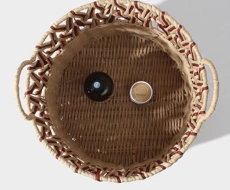 Large Woven Laundry Basket with Handles – Round Decorative Storage Hamper-cc-091720