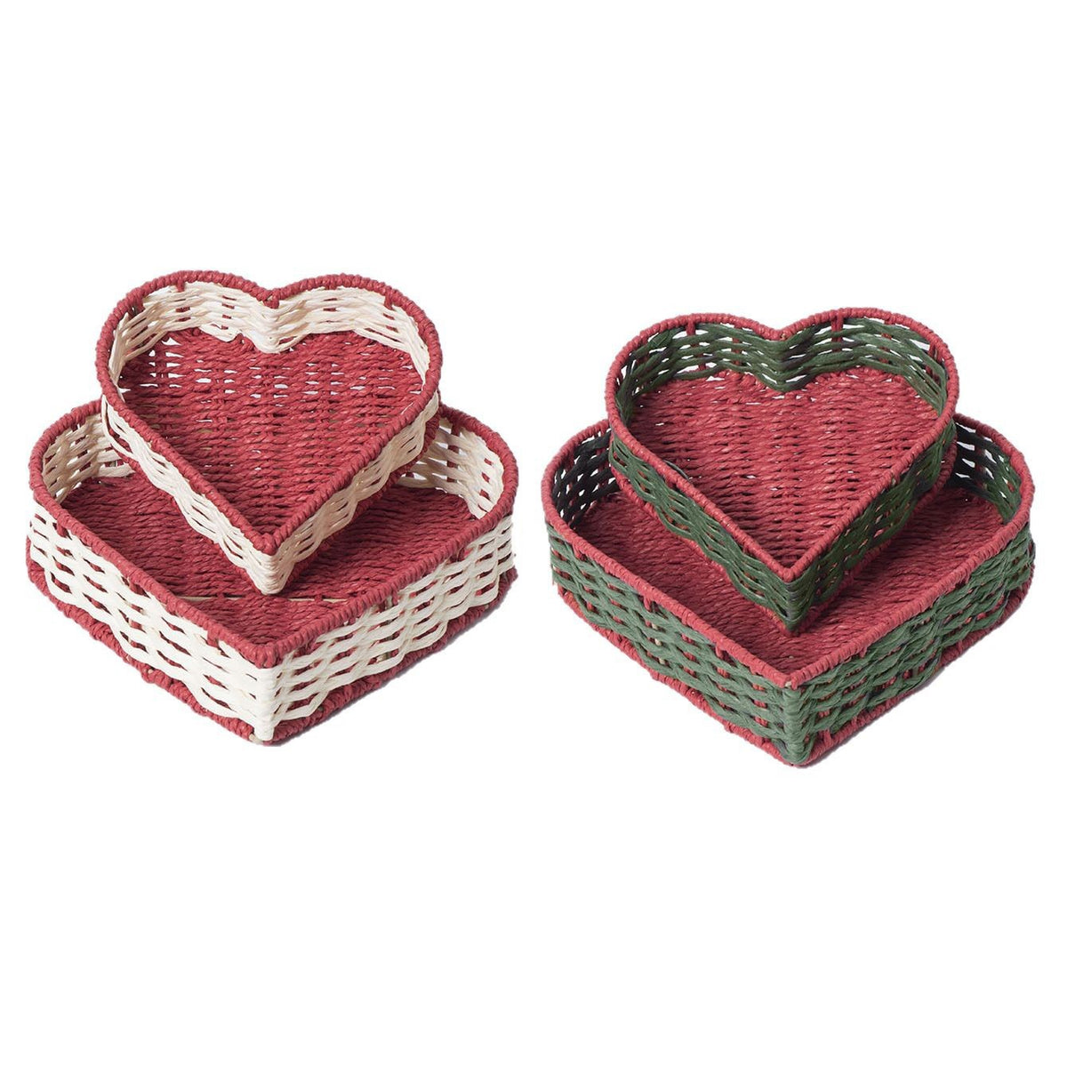 Heart-Shaped Woven Storage Basket Set – Decorative Tray for Jewelry, Gifts & Home Organization-091614-cc