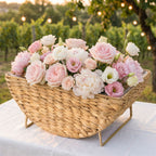 Woven Storage Basket with Metal Stand, Decorative Countertop Organizer for Magazines, Blankets, Fruit, Flowers & Home Storage-cc-091815