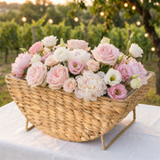 Woven Storage Basket with Metal Stand, Decorative Countertop Organizer for Magazines, Blankets, Fruit, Flowers & Home Storage-cc-091815