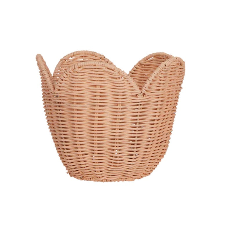 Flower Petal Woven Storage Basket, Decorative Wicker Organizer for Toys, Clothes, Books & Nursery Room-cc-091810