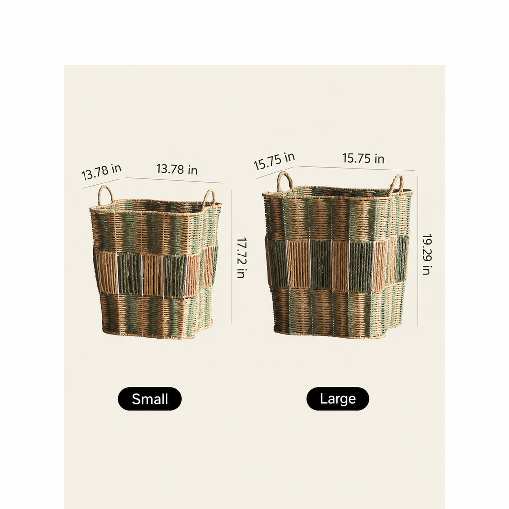Woven Storage Basket with Handles – Large Decorative Laundry Hamper for Bedroom, Living Room & Home Organization-091625-cc