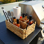 Woven Utensil Caddy with Handles, Multi-Compartment Kitchen Organizer for Flatware, Condiments, BBQ Tools & Tabletop Storage-cc-091814