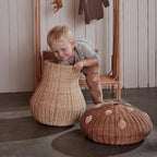 Rattan Mushroom Woven Storage Basket with Lid – Decorative Toy Organizer for Kids Room & Nursery-091609-cc