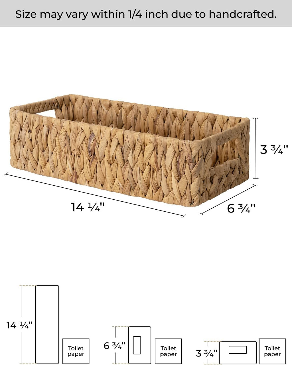 Water Hyacinth Toilet Paper Basket with Handles