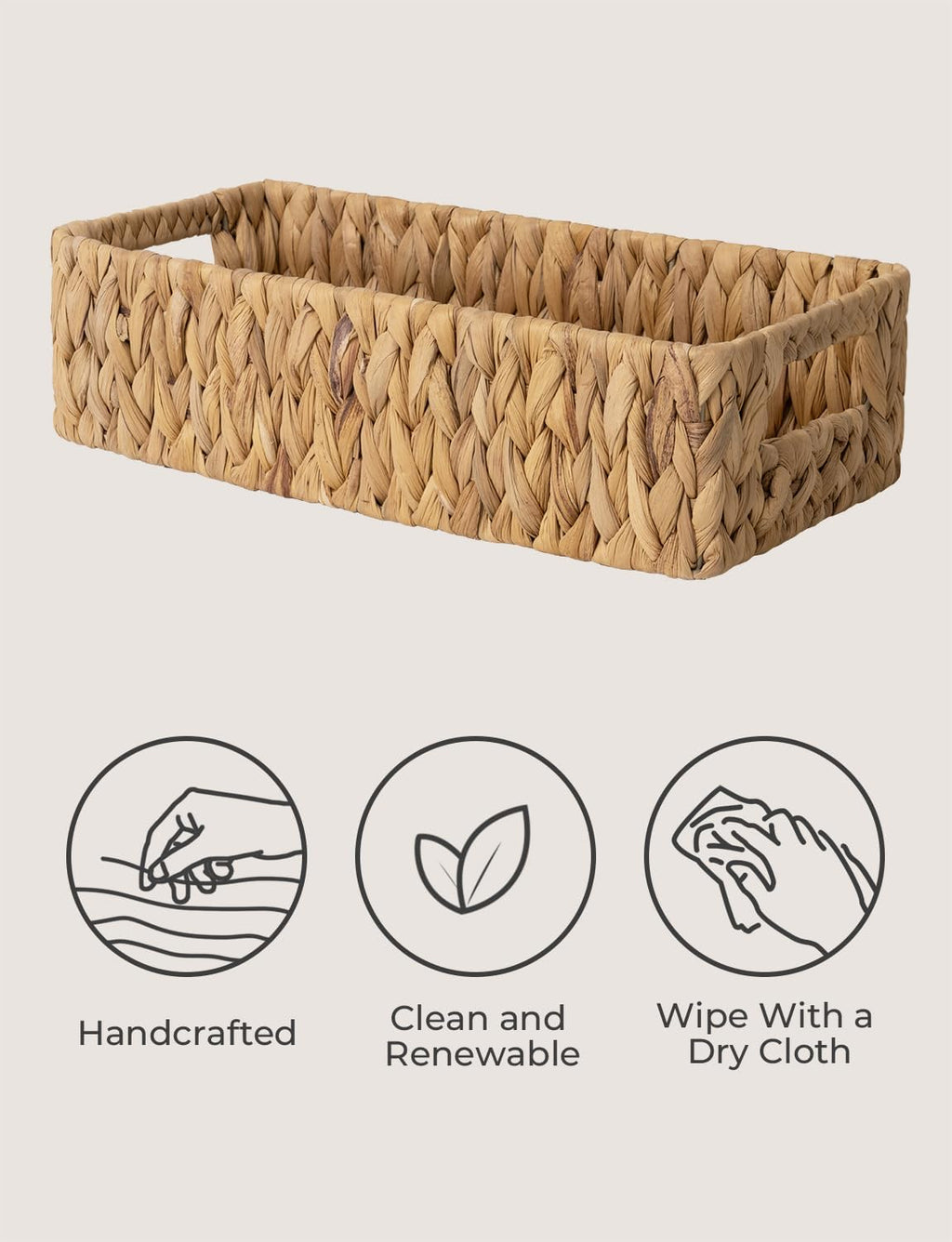 Water Hyacinth Toilet Paper Basket with Handles