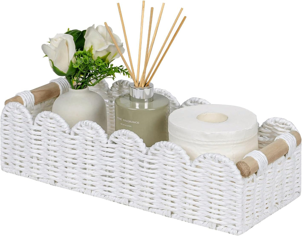 Scalloped Paper Rope Toilet Storage Basket