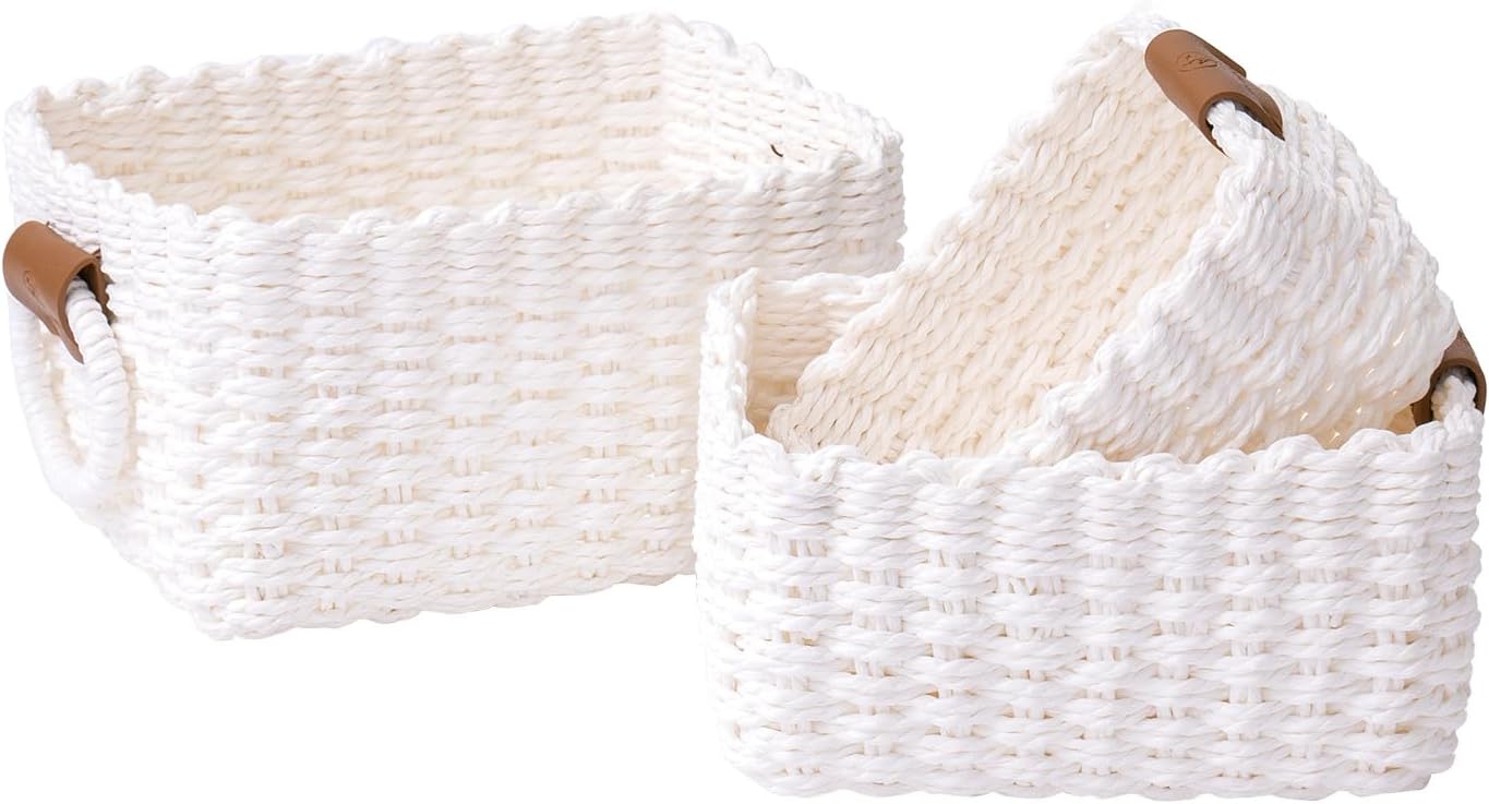 Small Paper Rope Storage Baskets - Set of 3