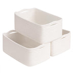 White & Brown Woven Storage Baskets - Set of 3