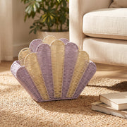 Shell Shaped Woven Handbag – Purple & Cream Summer Beach Tote Bag-cc-091718