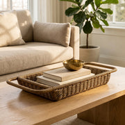 Woven Bathtub Tray with Handles – Spa Bath Caddy & Multipurpose Countertop Organizer-cc-091717