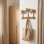 Woven Palm Tree Wall Decor with Hook, Handmade Wicker Tropical Wall Hanger for Hats, Bags & Boho Entryway Decoration -ZENG-091706