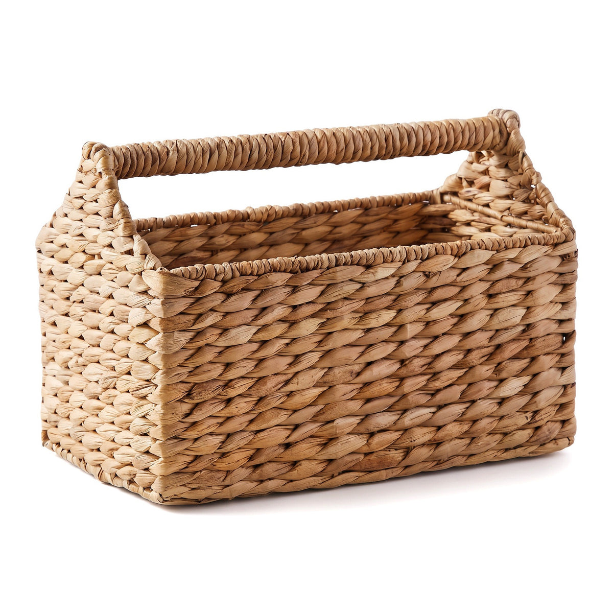 Water Hyacinth Storage Basket with Carry Handle, Woven Bathroom Organizer for Toiletries, Towels & Home Essentials-cc-091816
