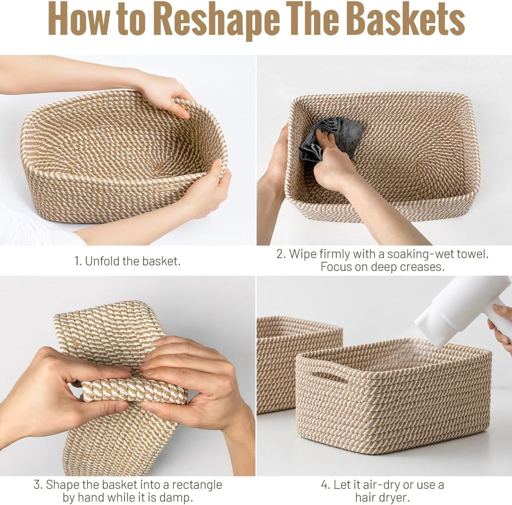 Small Cotton Rope Storage Baskets - Set of 5