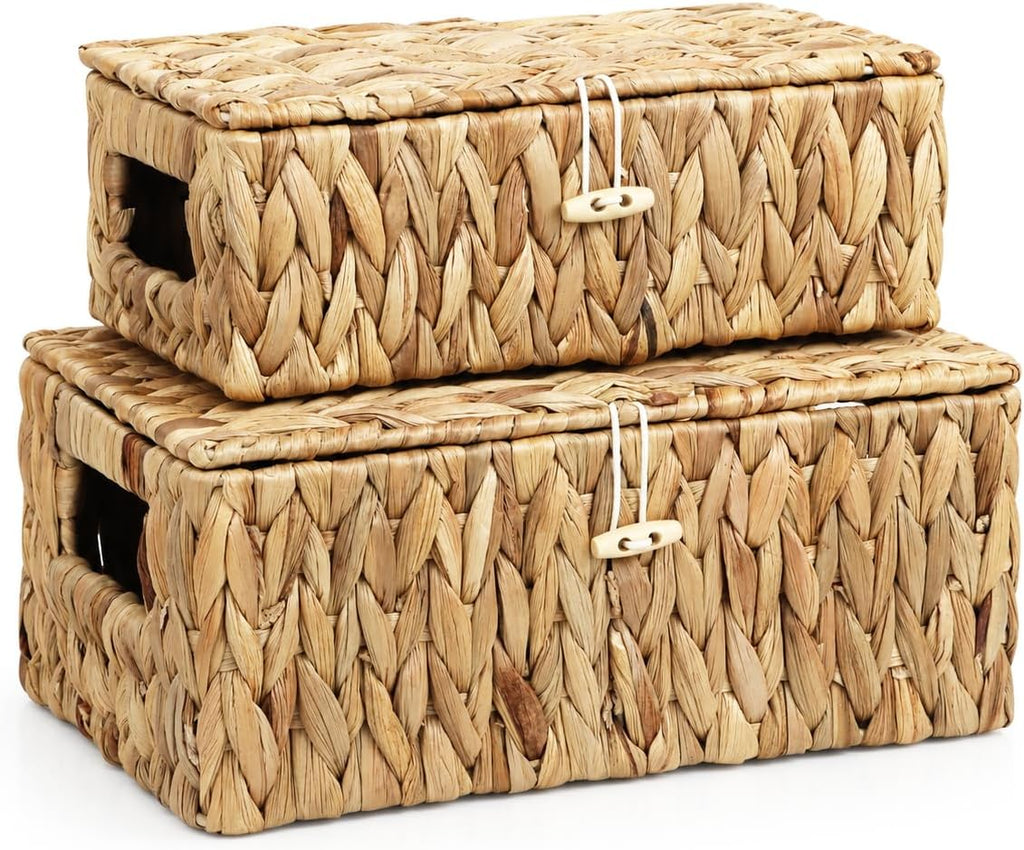 Small Water Hyacinth Basket with Lid