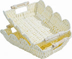 Scalloped Gift Baskets with Wooden Handles - Set of 2
