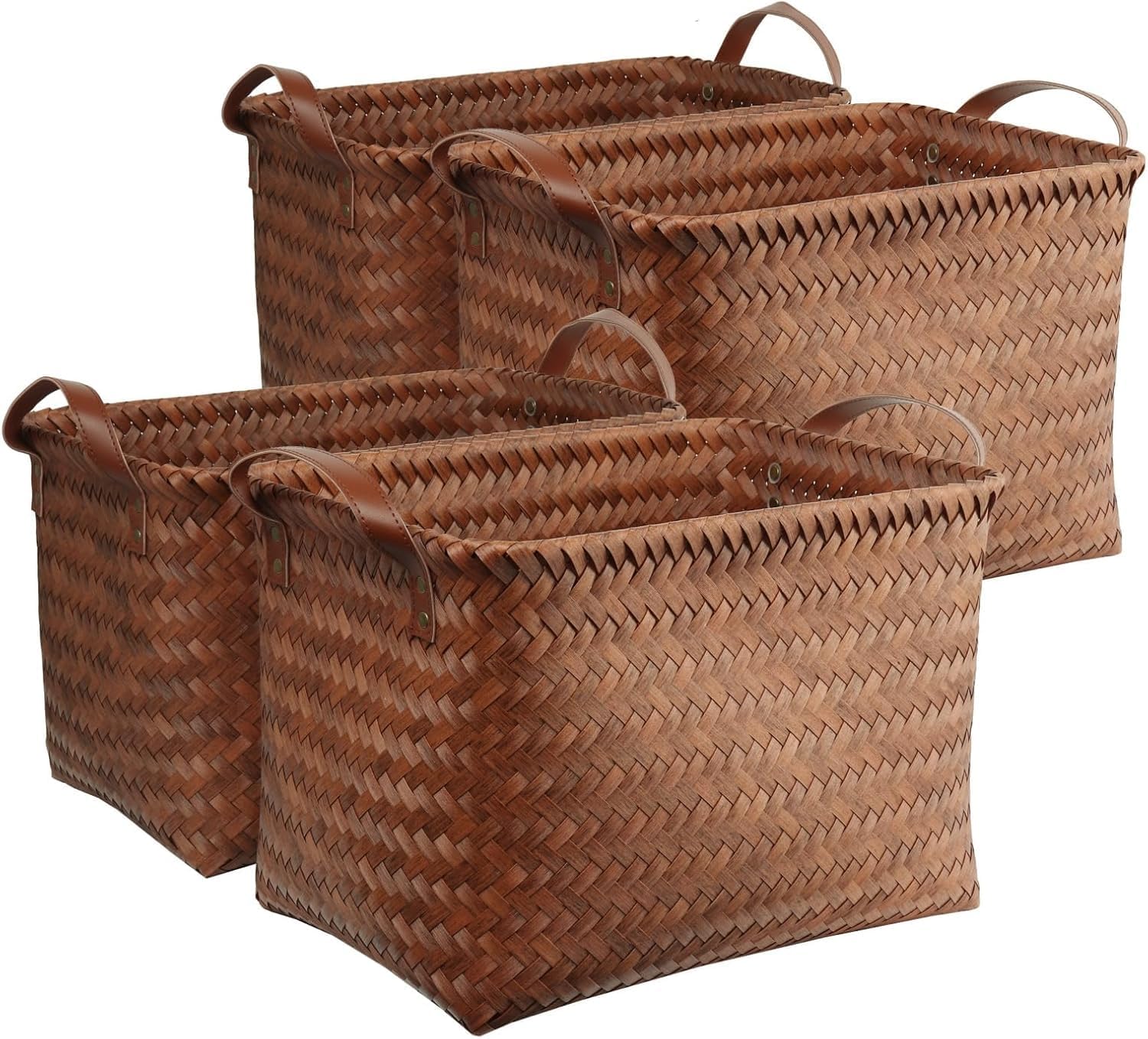 Large Handwoven Laundry Baskets - Set of 4