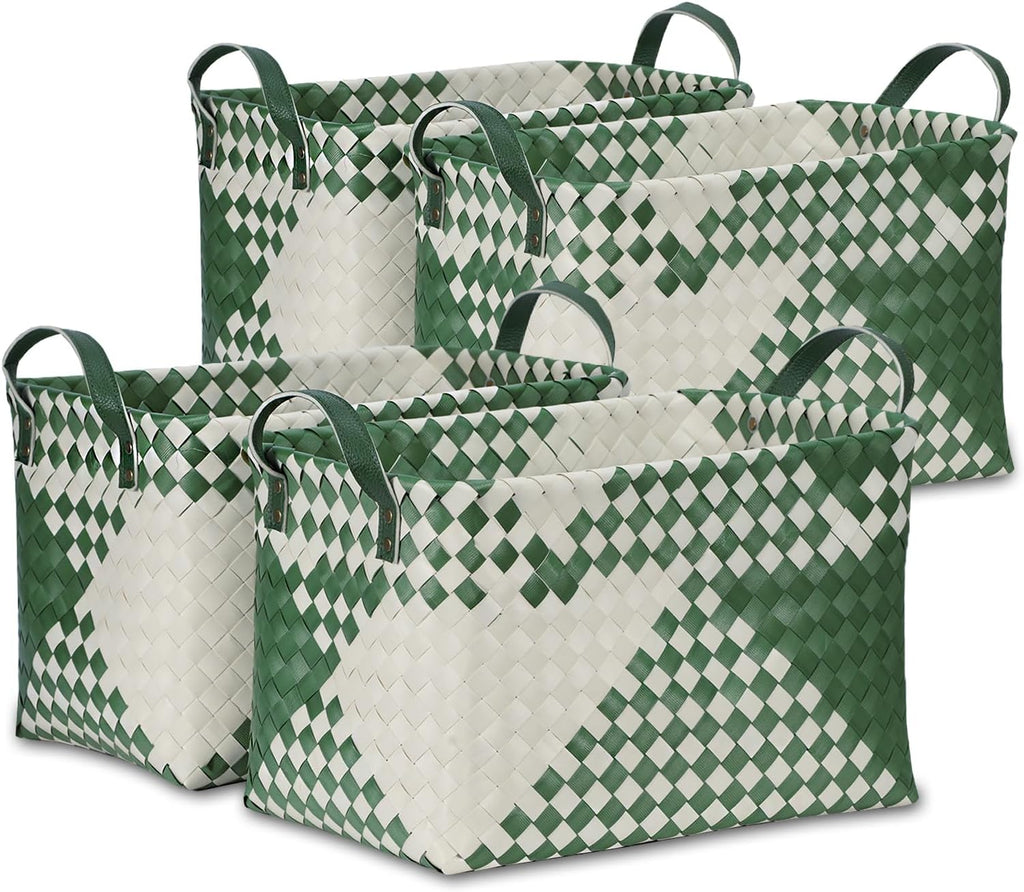 Large Handwoven Laundry Baskets - Set of 4