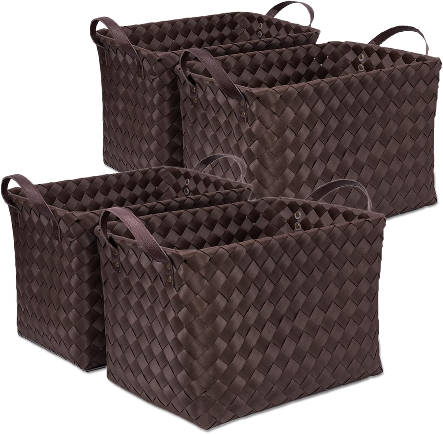 Large Handwoven Laundry Baskets - Set of 4