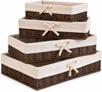 Lined Shelf Storage Baskets - Set of 4