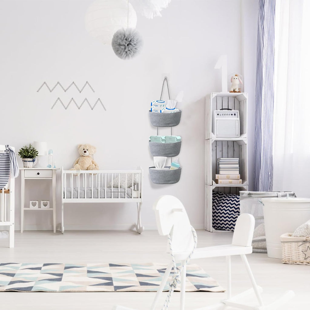 Three-Tier Wall-Mounted Woven Basket