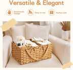 Diaper Caddy Organizer - Hand Rattan Nursery Storage Basket for Baby