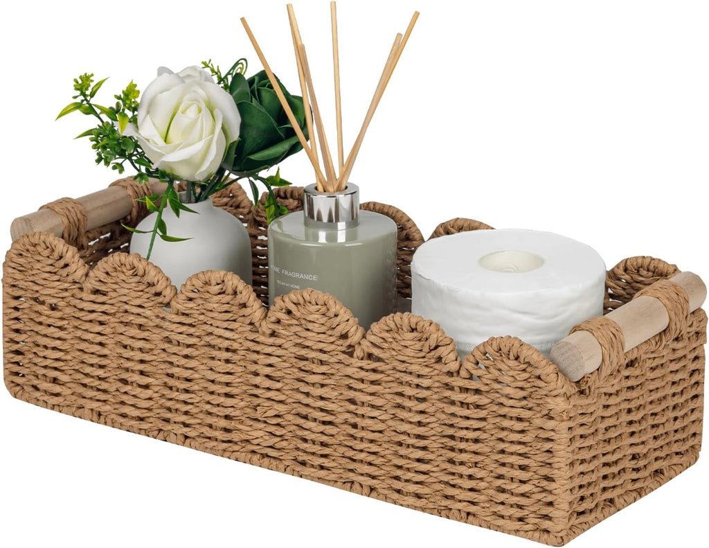 Scalloped Paper Rope Toilet Storage Basket