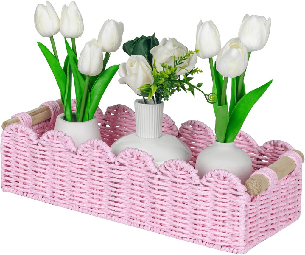 Scalloped Paper Rope Toilet Storage Basket