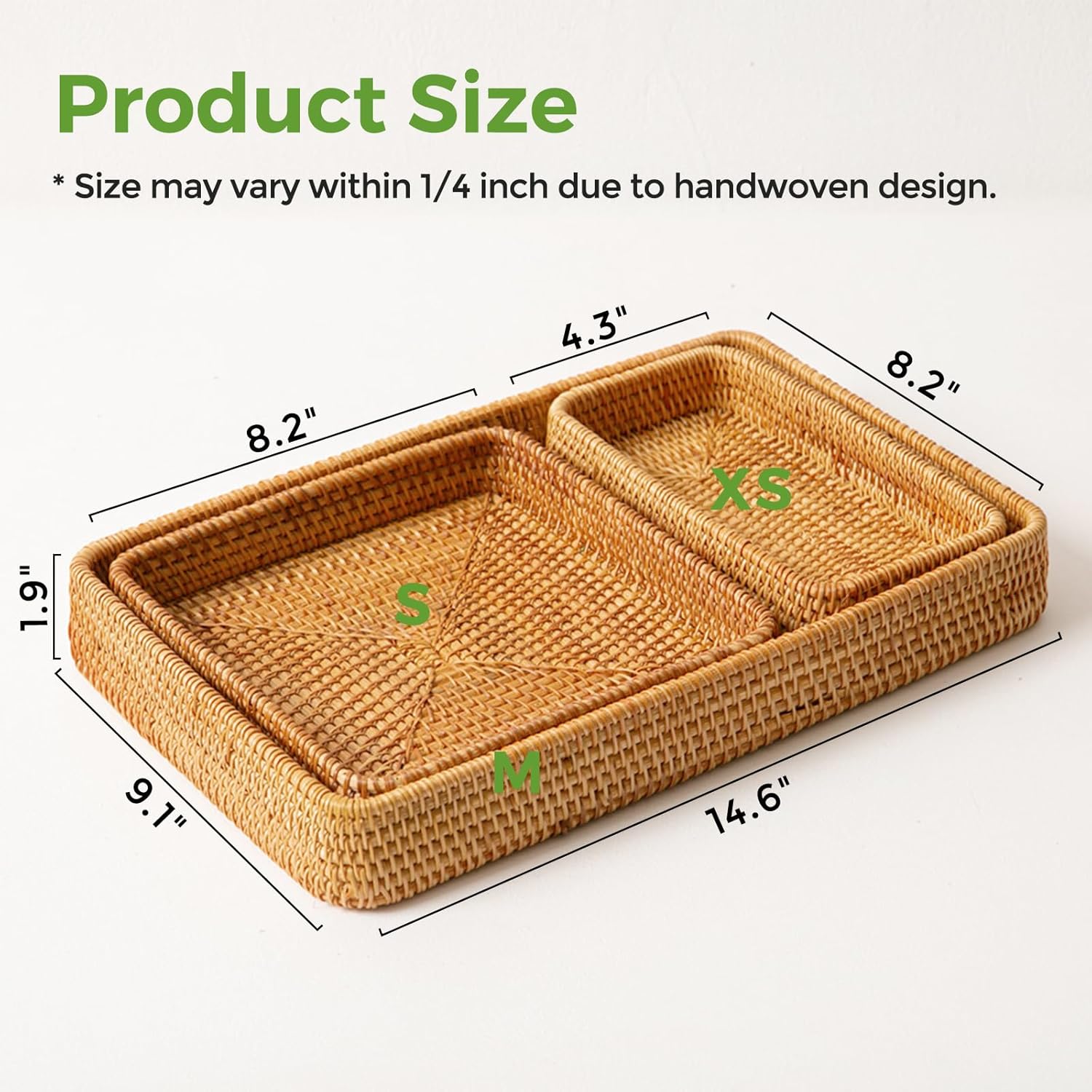 Rattan Serving Trays - Set of 3