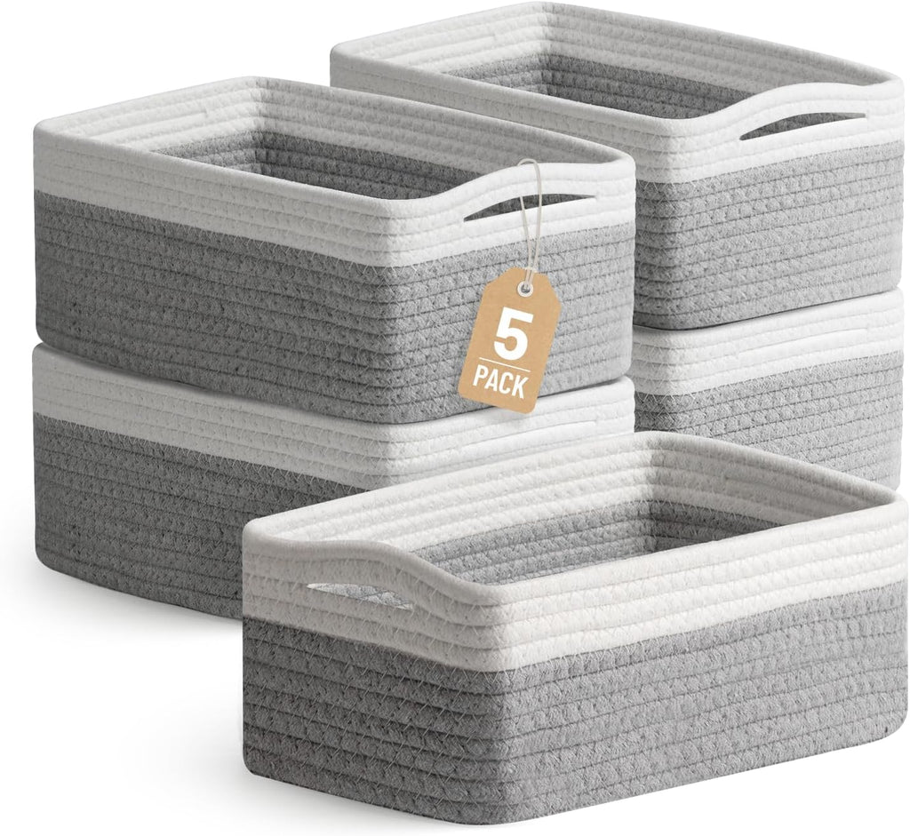Small Cotton Rope Storage Baskets - Set of 5