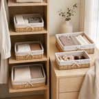 Lined Shelf Storage Baskets - Set of 4