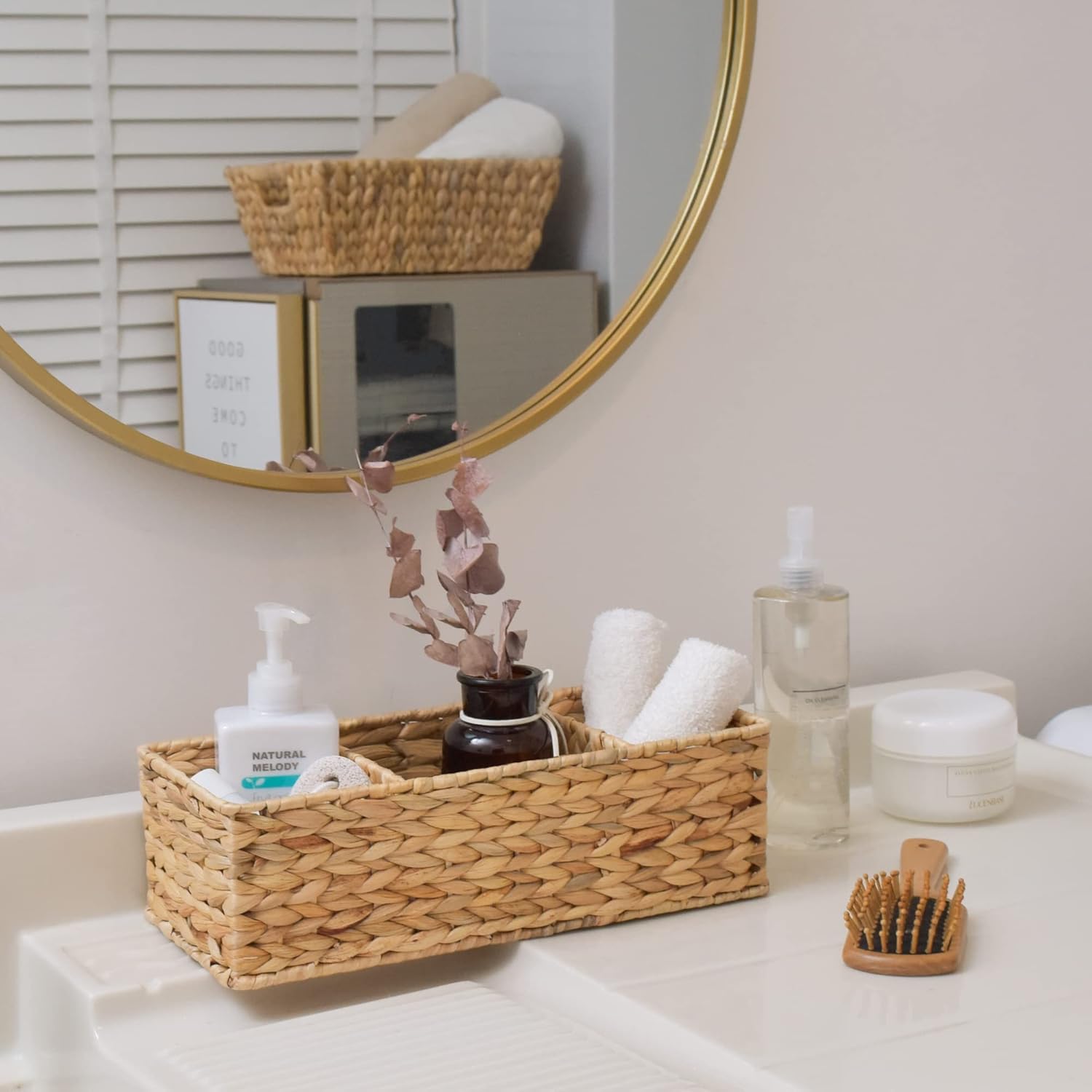 Water Hyacinth Toilet Tank Baskets - Set of 2