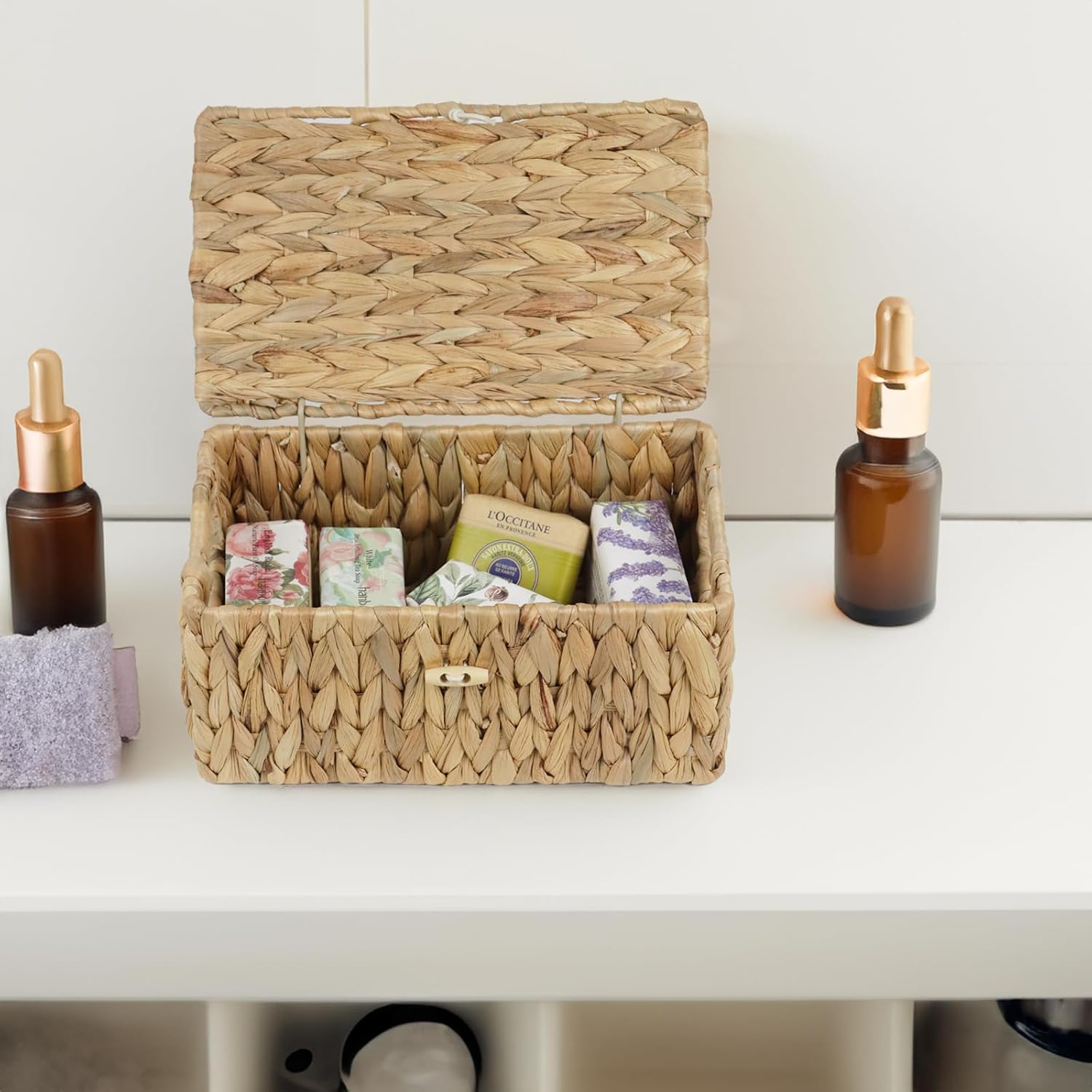 Small Water Hyacinth Basket with Lid