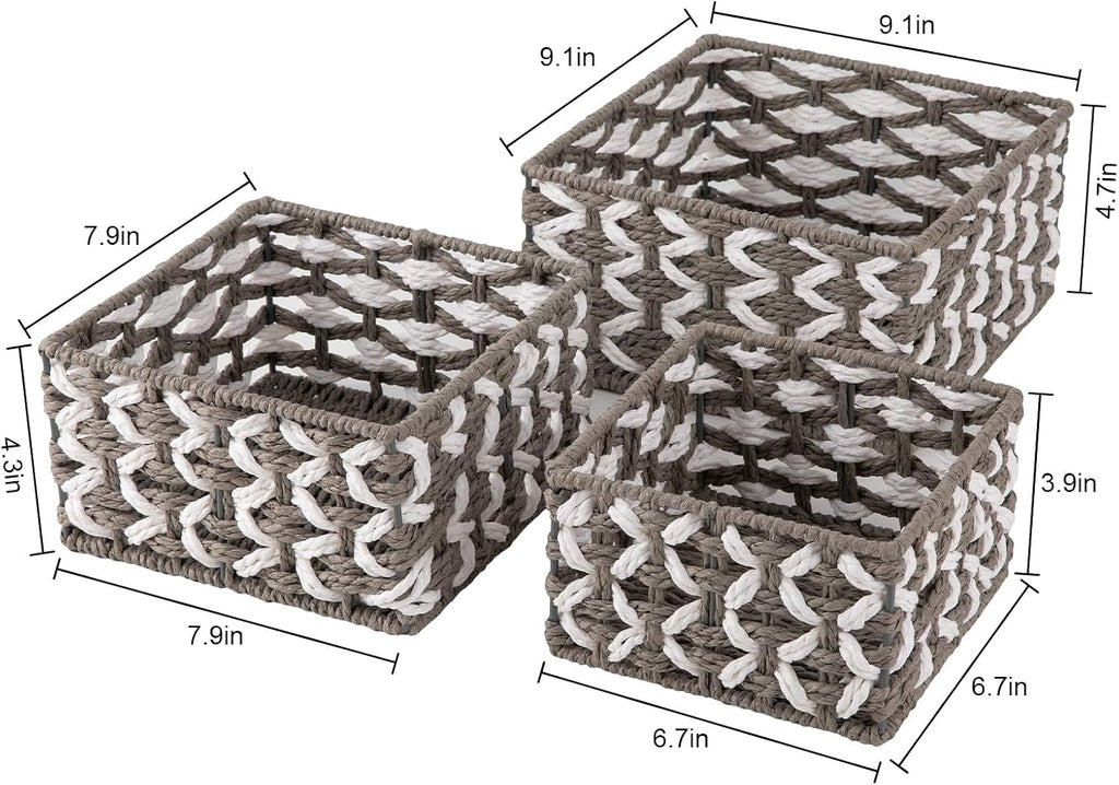Handwoven Paper Rope Shelf Baskets