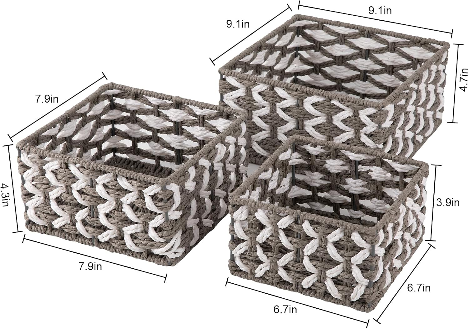Handwoven Paper Rope Shelf Baskets