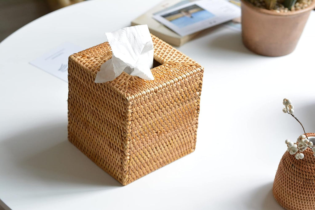 Natural Rattan Tissue Box Cover