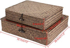 Flat Seagrass Storage Bins with Lids - Set of 2