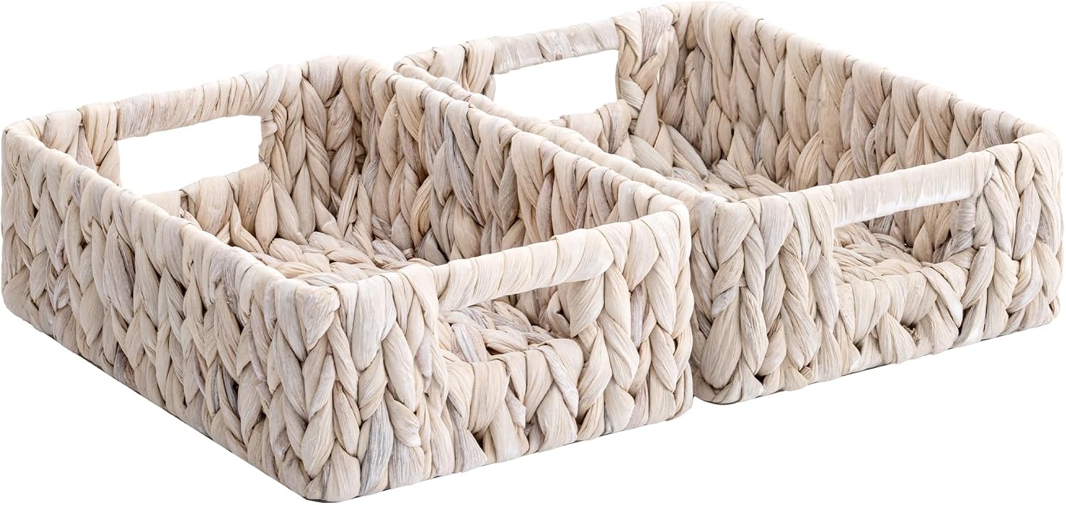 Medium Water Hyacinth Storage Baskets - Set of 2