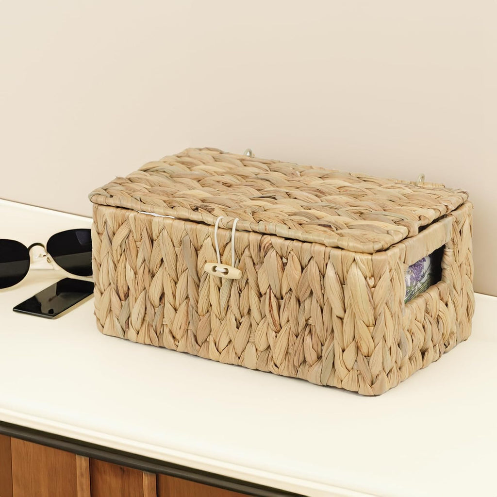 Small Water Hyacinth Basket with Lid