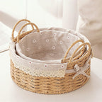 Lined Boho Wicker Baskets - Set of 2