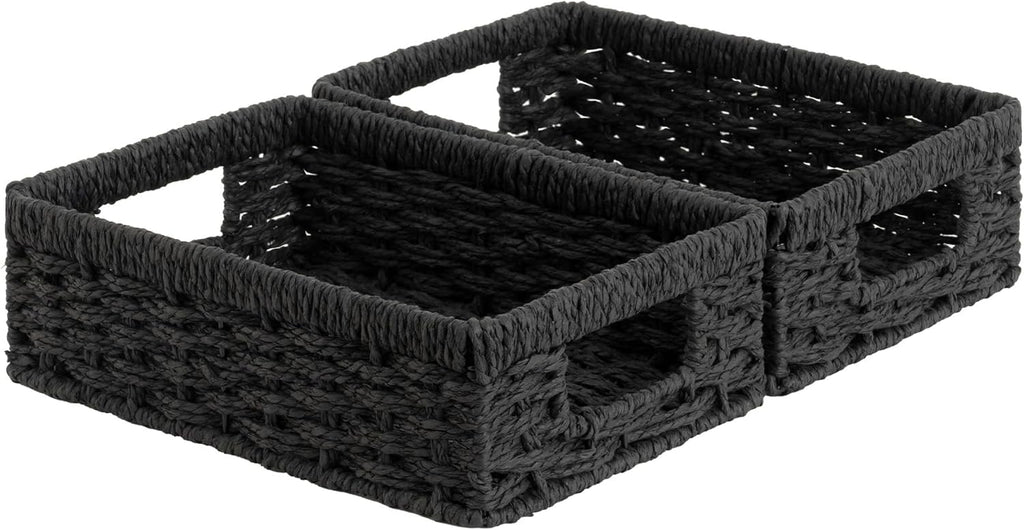 Natural Water Hyacinth Shelf Baskets - Set of 2