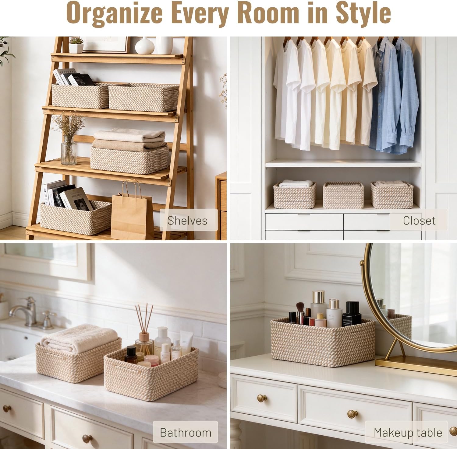 Small Cotton Rope Storage Baskets - Set of 5