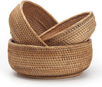 Stackable Rattan Catchall Baskets - Set of 3